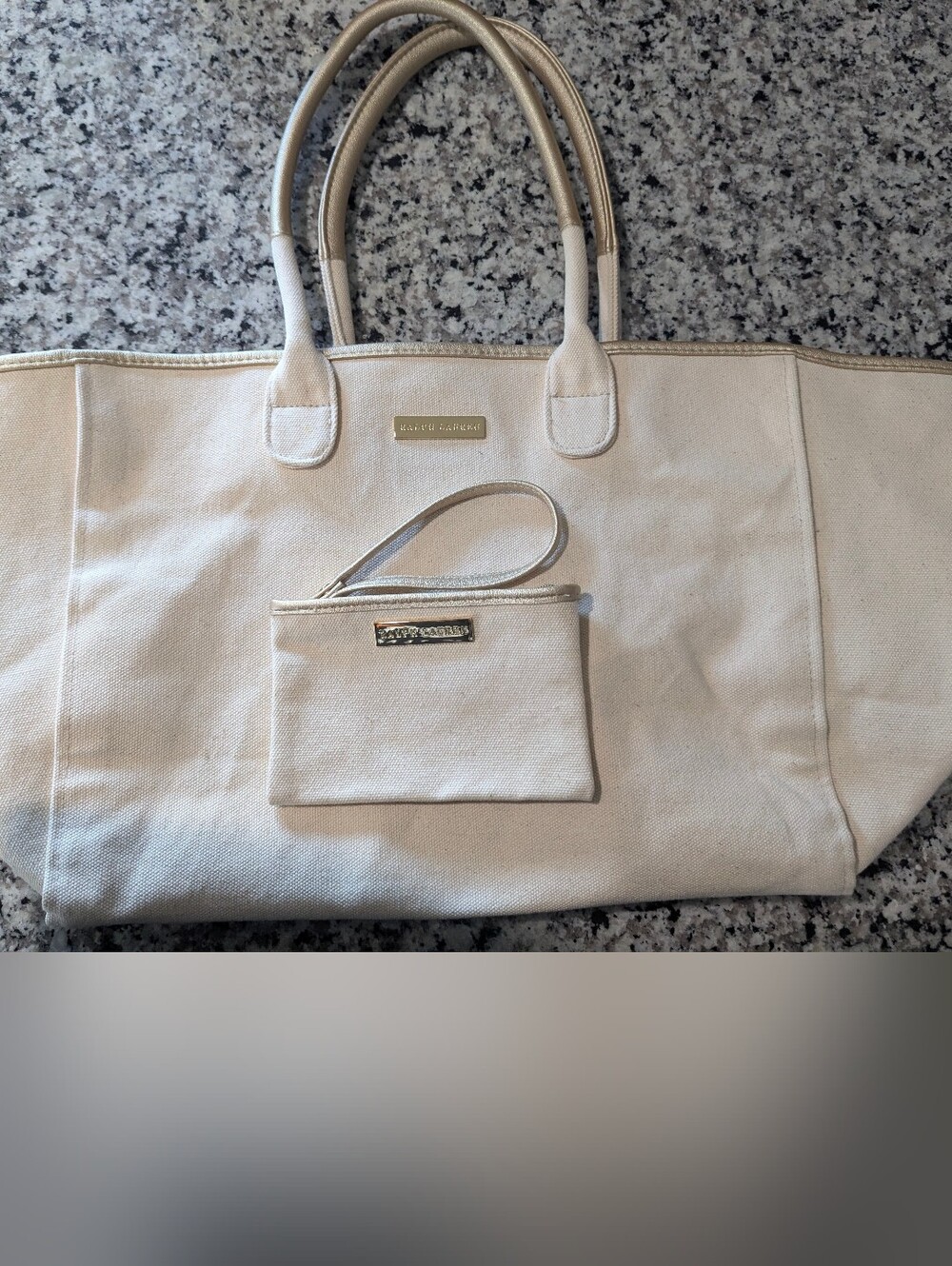 Ralph Lauren Cream Canvas Tote with Wristlet